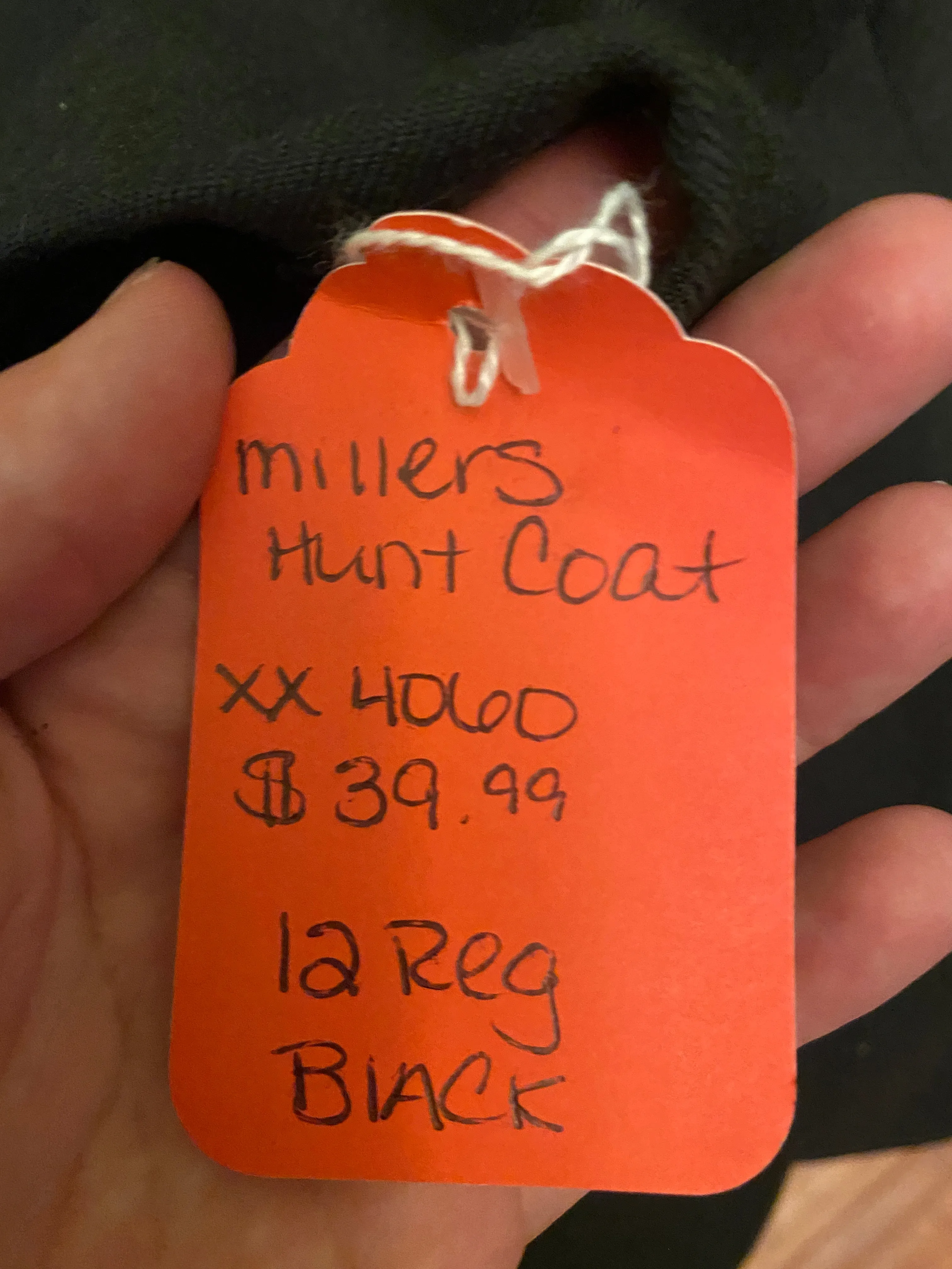12R Millers Black Hunt Coat