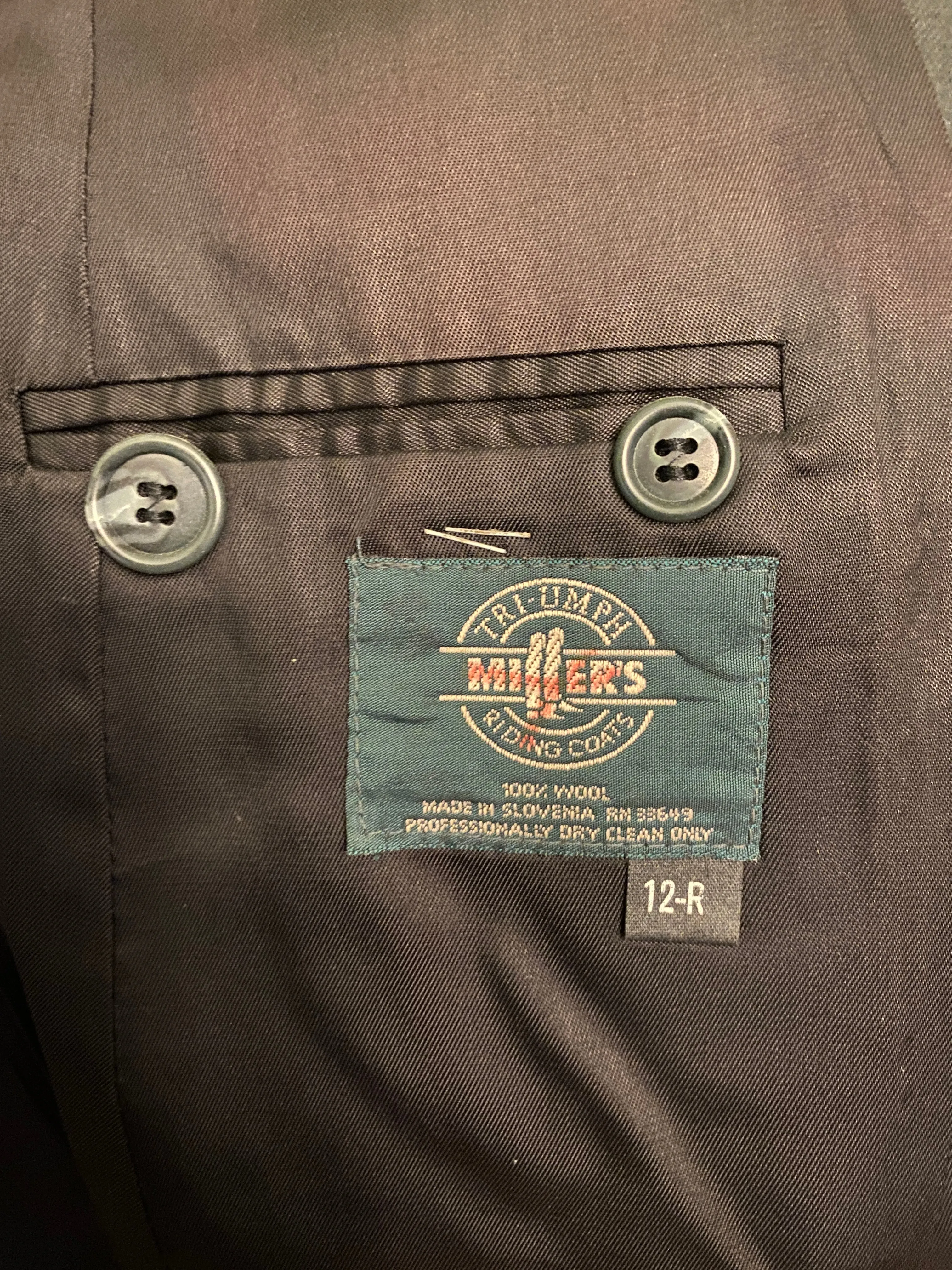 12R Millers Black Hunt Coat