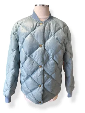80s Eddie Bauer Pale Blue Quilted Puffer Jacket M