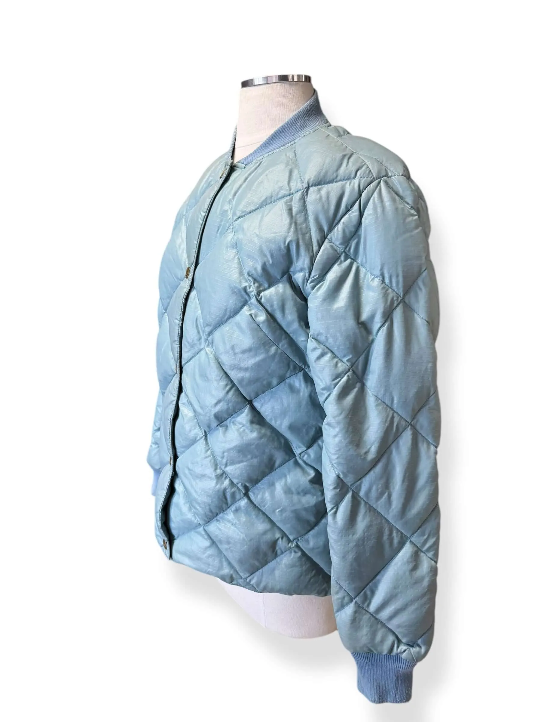 80s Eddie Bauer Pale Blue Quilted Puffer Jacket M