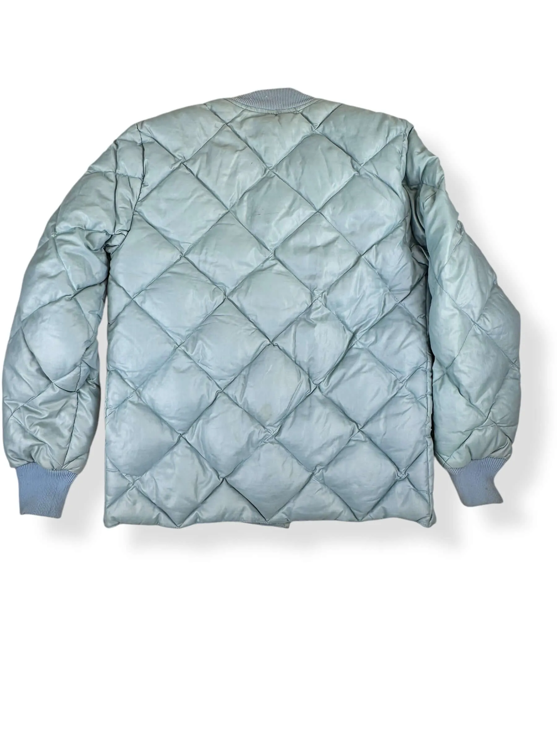 80s Eddie Bauer Pale Blue Quilted Puffer Jacket M