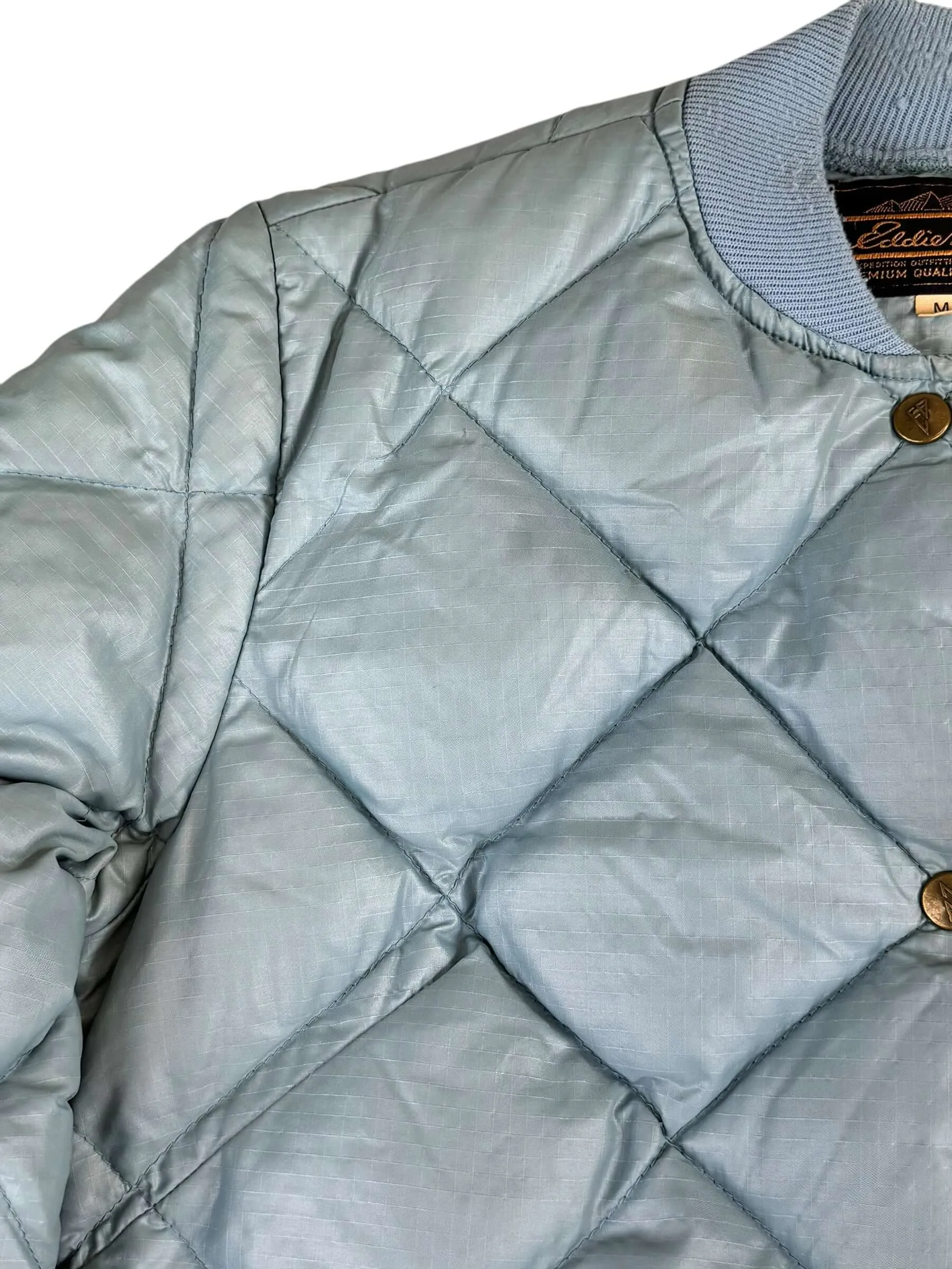 80s Eddie Bauer Pale Blue Quilted Puffer Jacket M