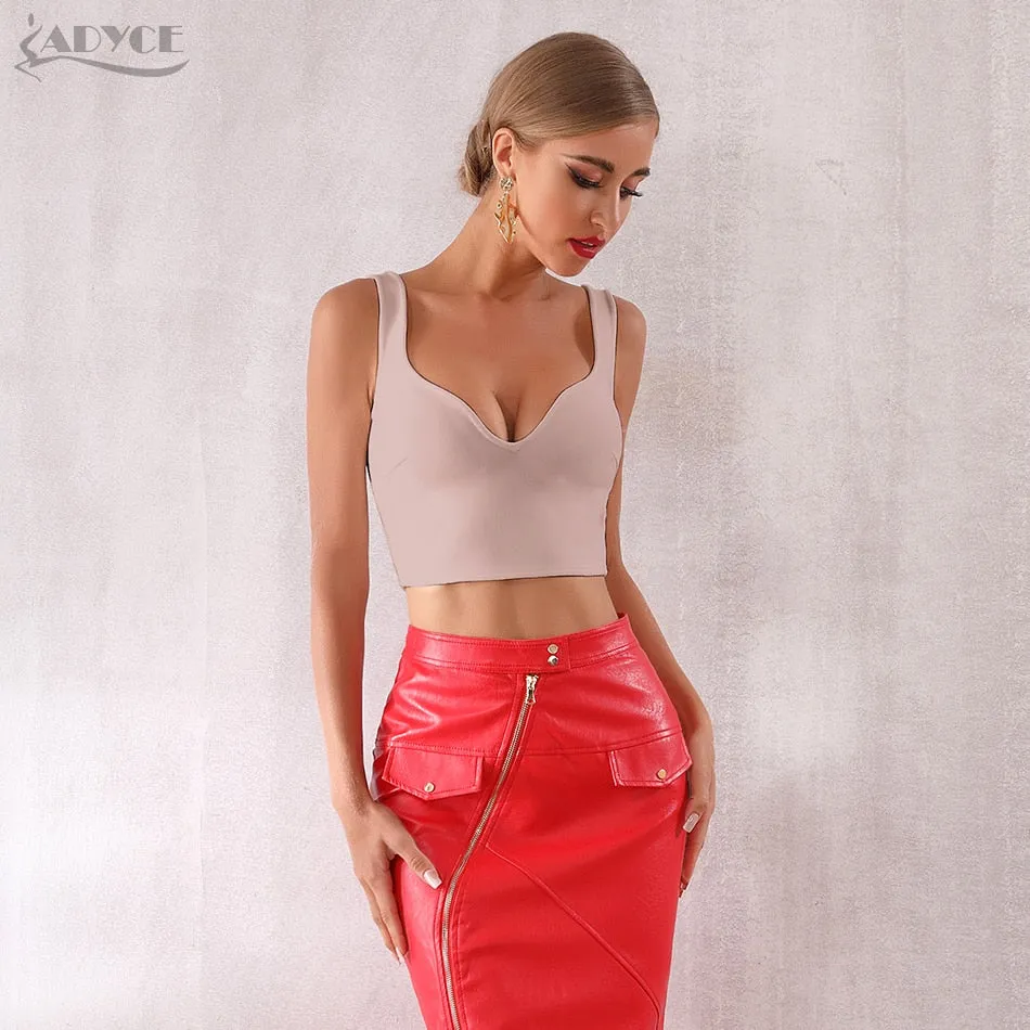 ADYCE 2020 Neue Sexy Frauen Bandage Tops Bluse Promi Runway Kurze Top Weste Rayon V-ausschnitt Tank Luxus Abend Party Frauen tops