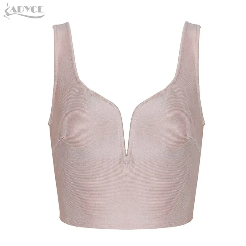 ADYCE 2020 Neue Sexy Frauen Bandage Tops Bluse Promi Runway Kurze Top Weste Rayon V-ausschnitt Tank Luxus Abend Party Frauen tops