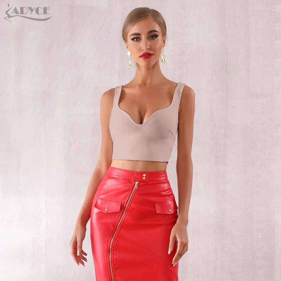 ADYCE 2020 Neue Sexy Frauen Bandage Tops Bluse Promi Runway Kurze Top Weste Rayon V-ausschnitt Tank Luxus Abend Party Frauen tops