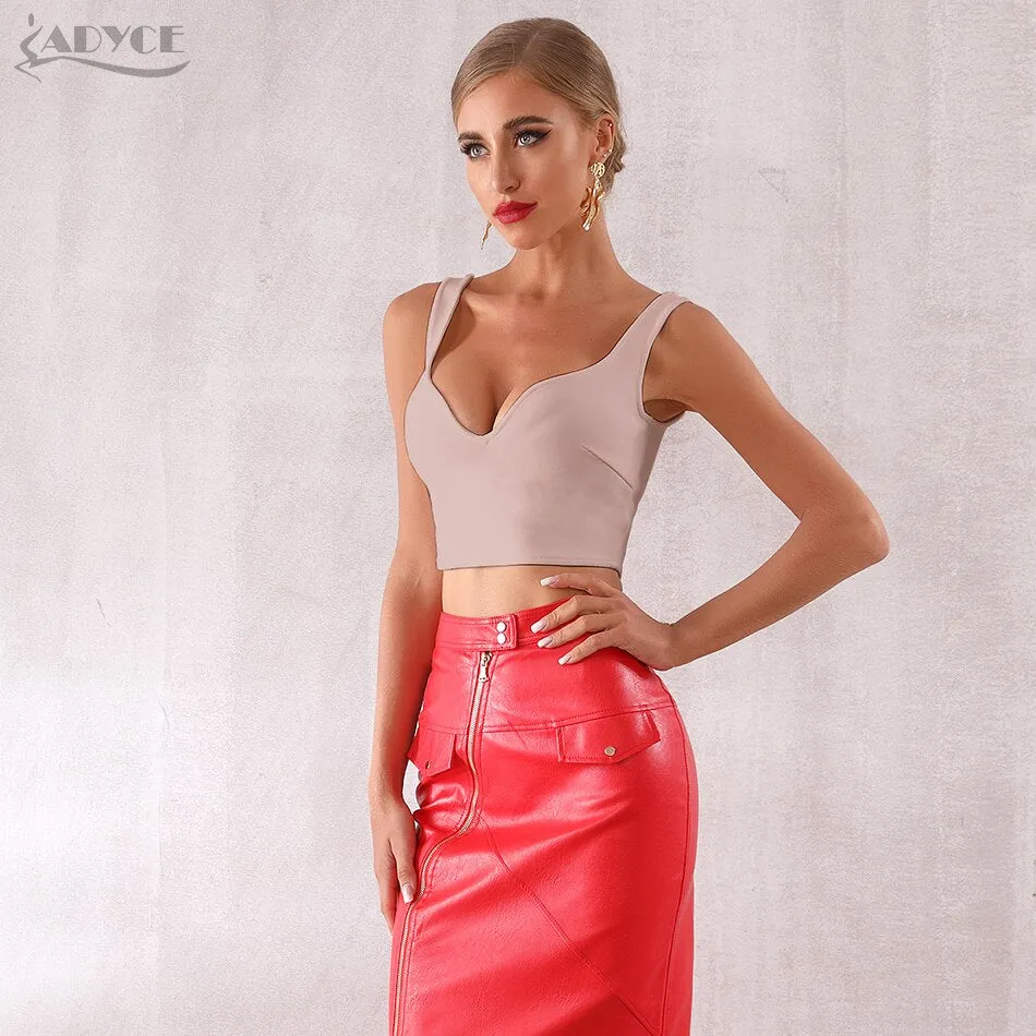 ADYCE 2020 Neue Sexy Frauen Bandage Tops Bluse Promi Runway Kurze Top Weste Rayon V-ausschnitt Tank Luxus Abend Party Frauen tops