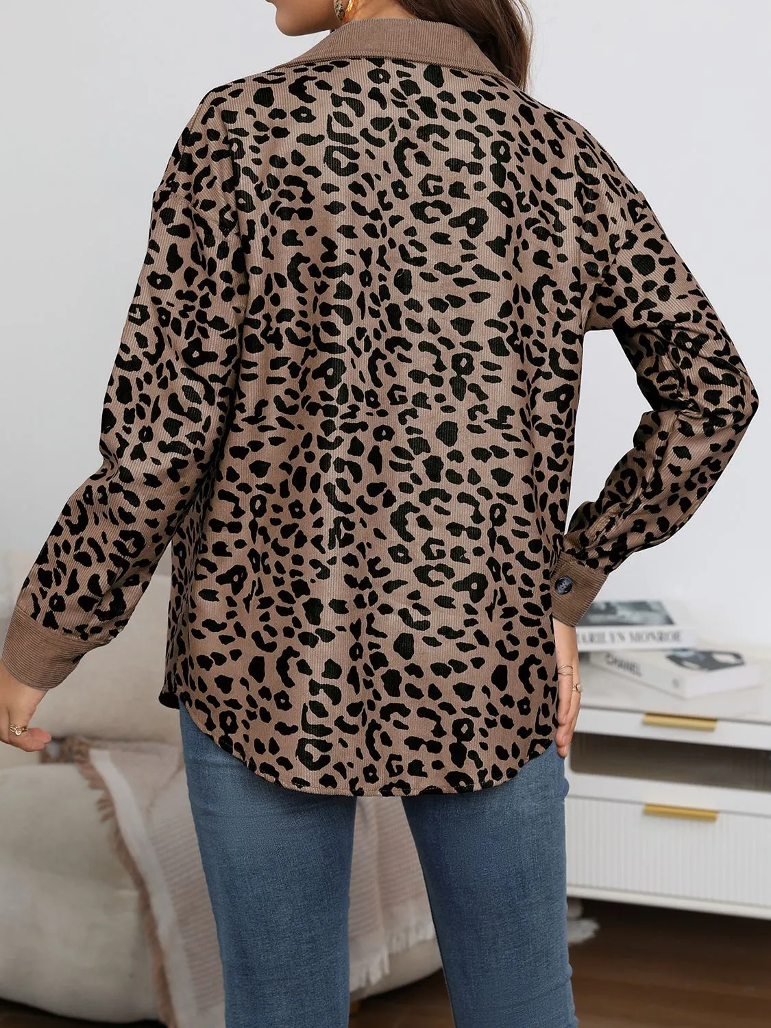 *APP EXCLUSIVE* Corduroy Leopard Buttoned Shacket