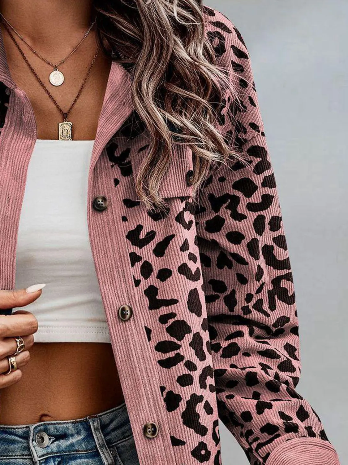 *APP EXCLUSIVE* Corduroy Leopard Buttoned Shacket