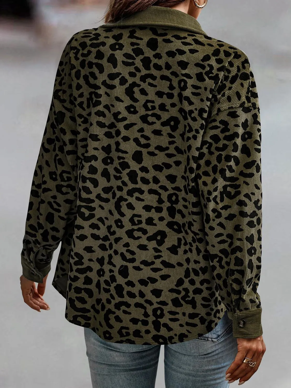 *APP EXCLUSIVE* Corduroy Leopard Buttoned Shacket