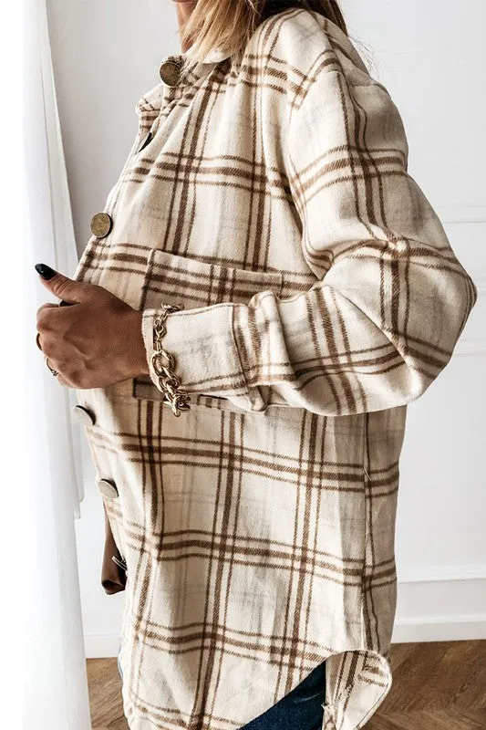 Apricot Plaid Shacket - All Sales Final