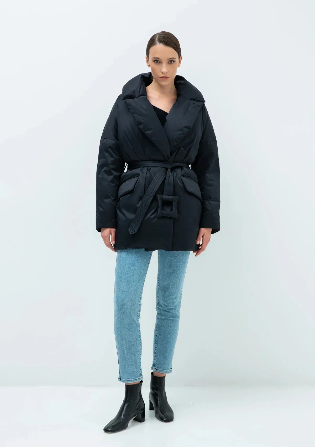 Aria Premium Down Fill Belted Jacket