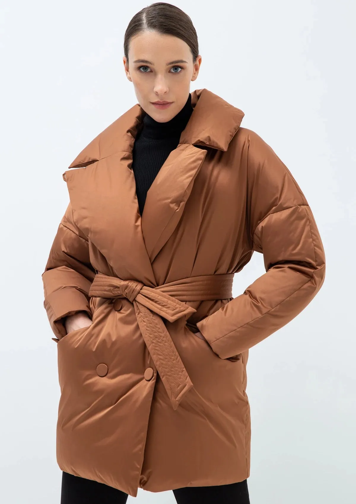 Aria Premium Down Fill Belted Jacket