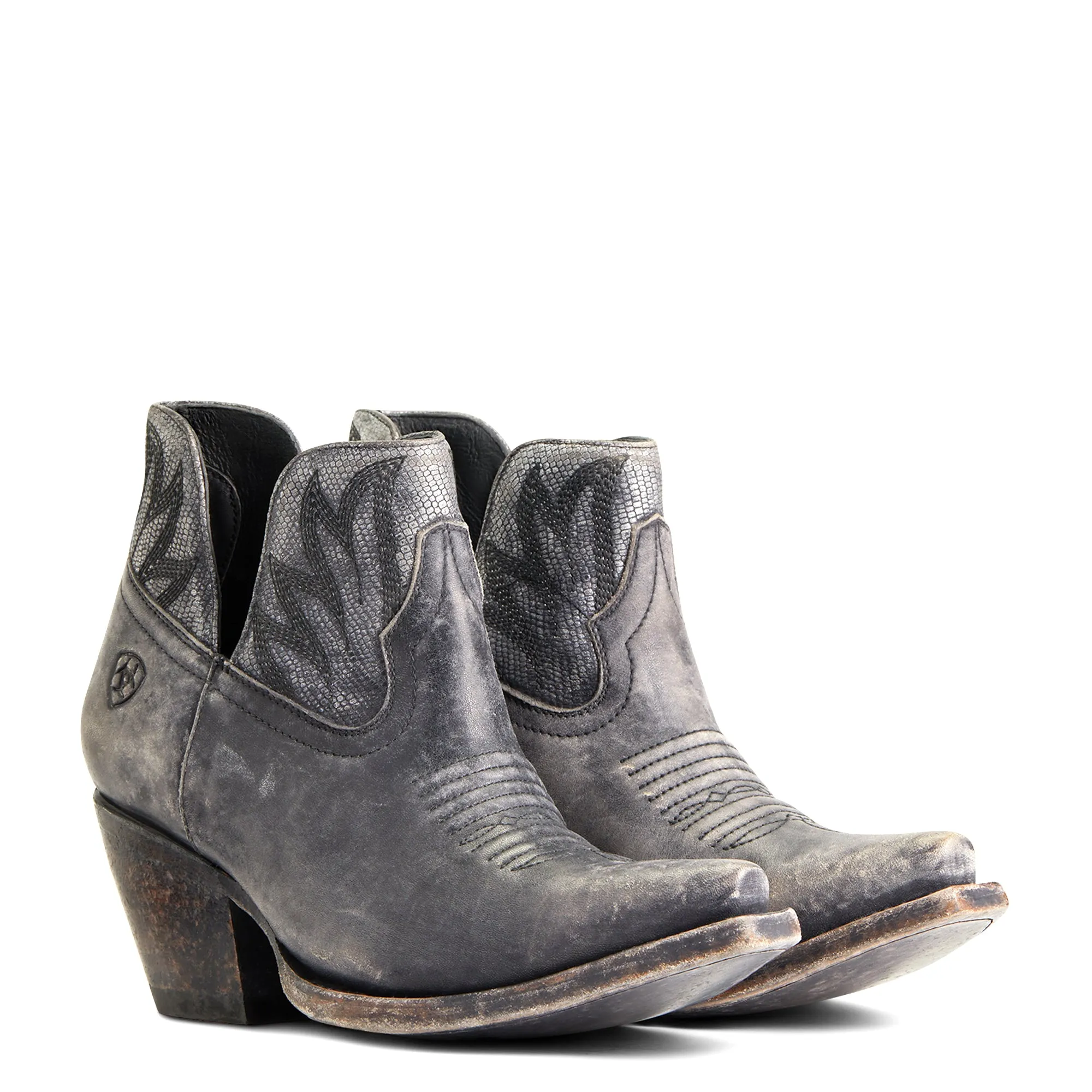 Ariat Ladies Hazel Black & Silver Metallic Snip Toe Booties 10040393