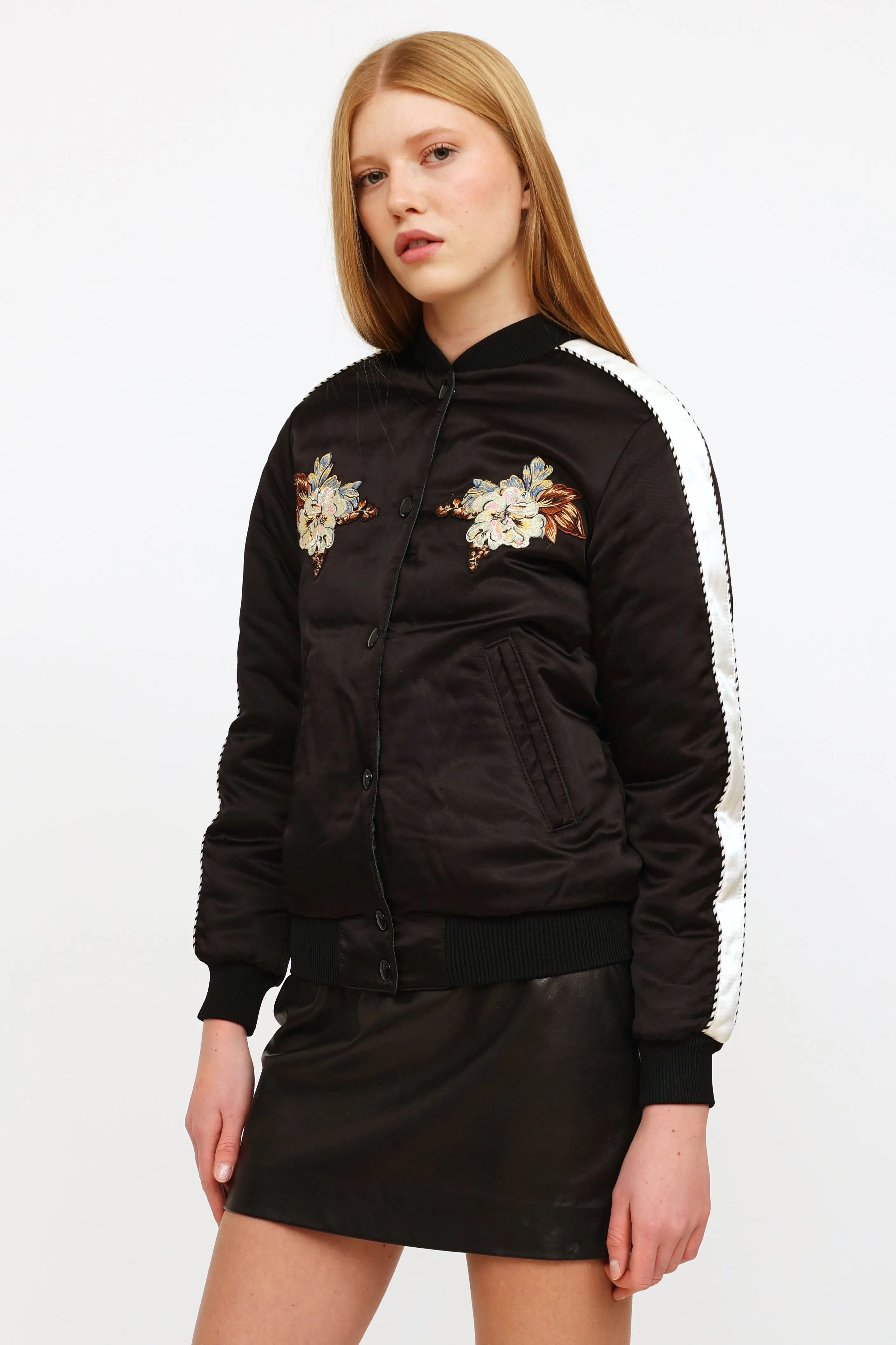 Black & Green Reversible Bomber Jacket