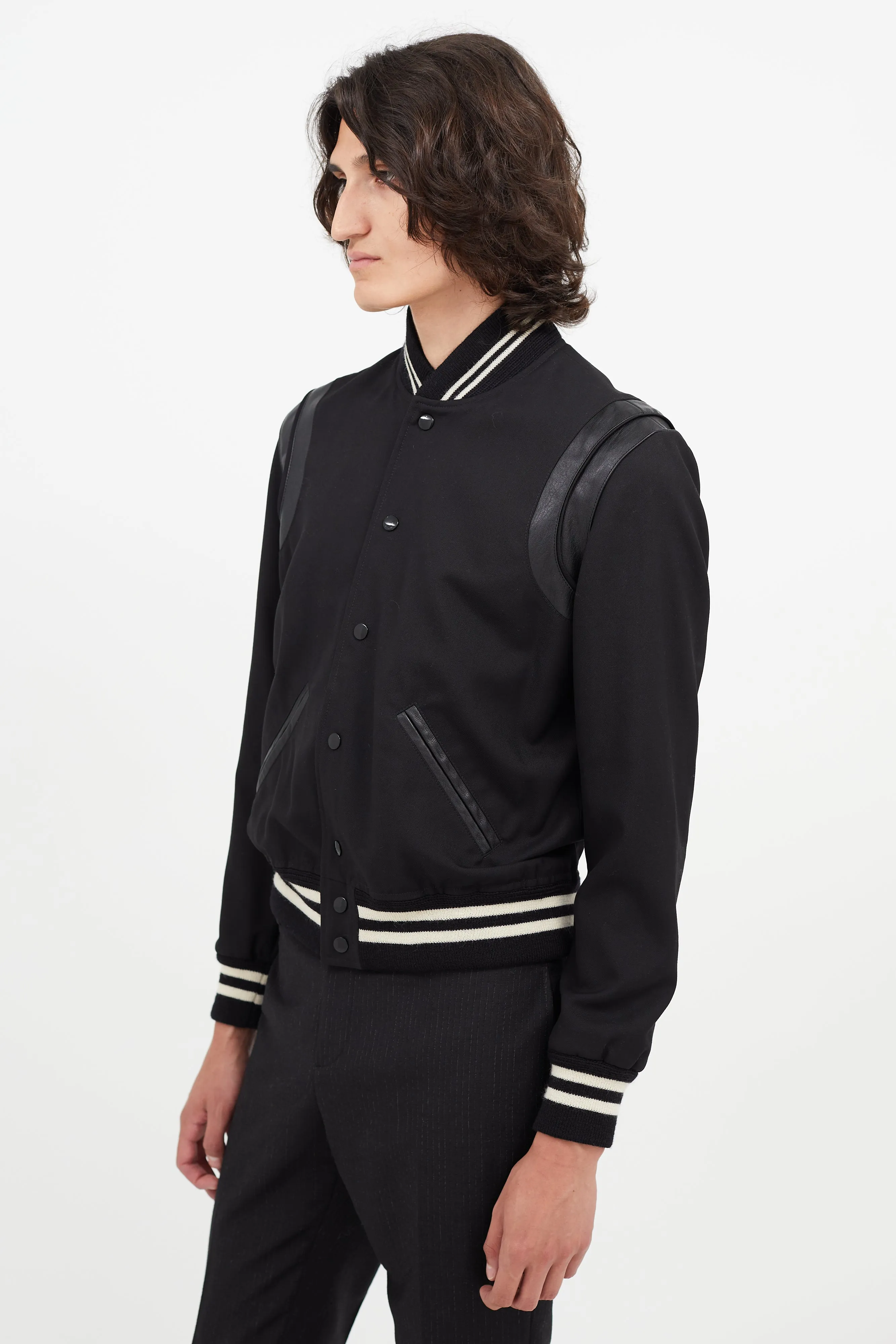 Black Lightweight Teddy Varsity Jacket