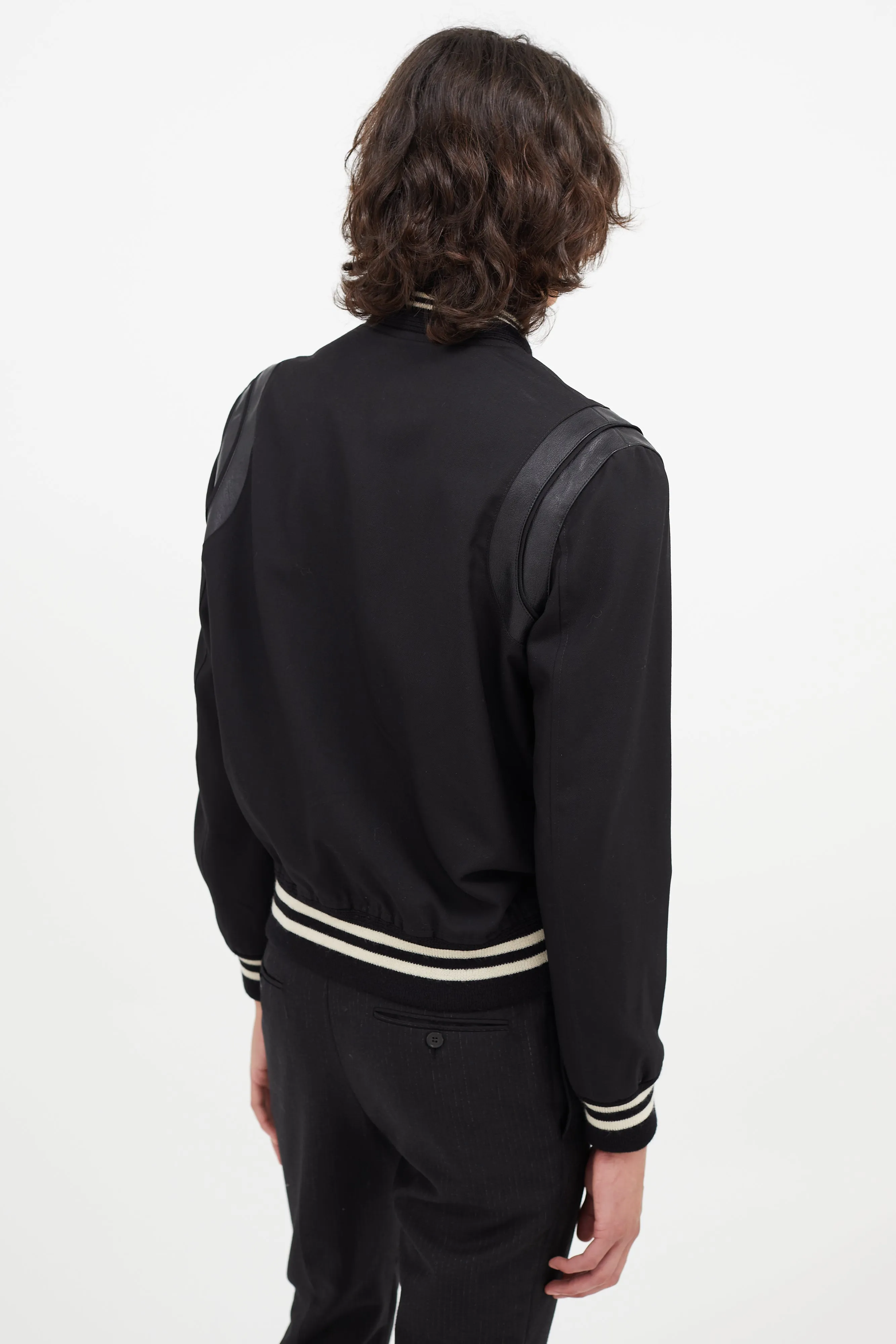 Black Lightweight Teddy Varsity Jacket