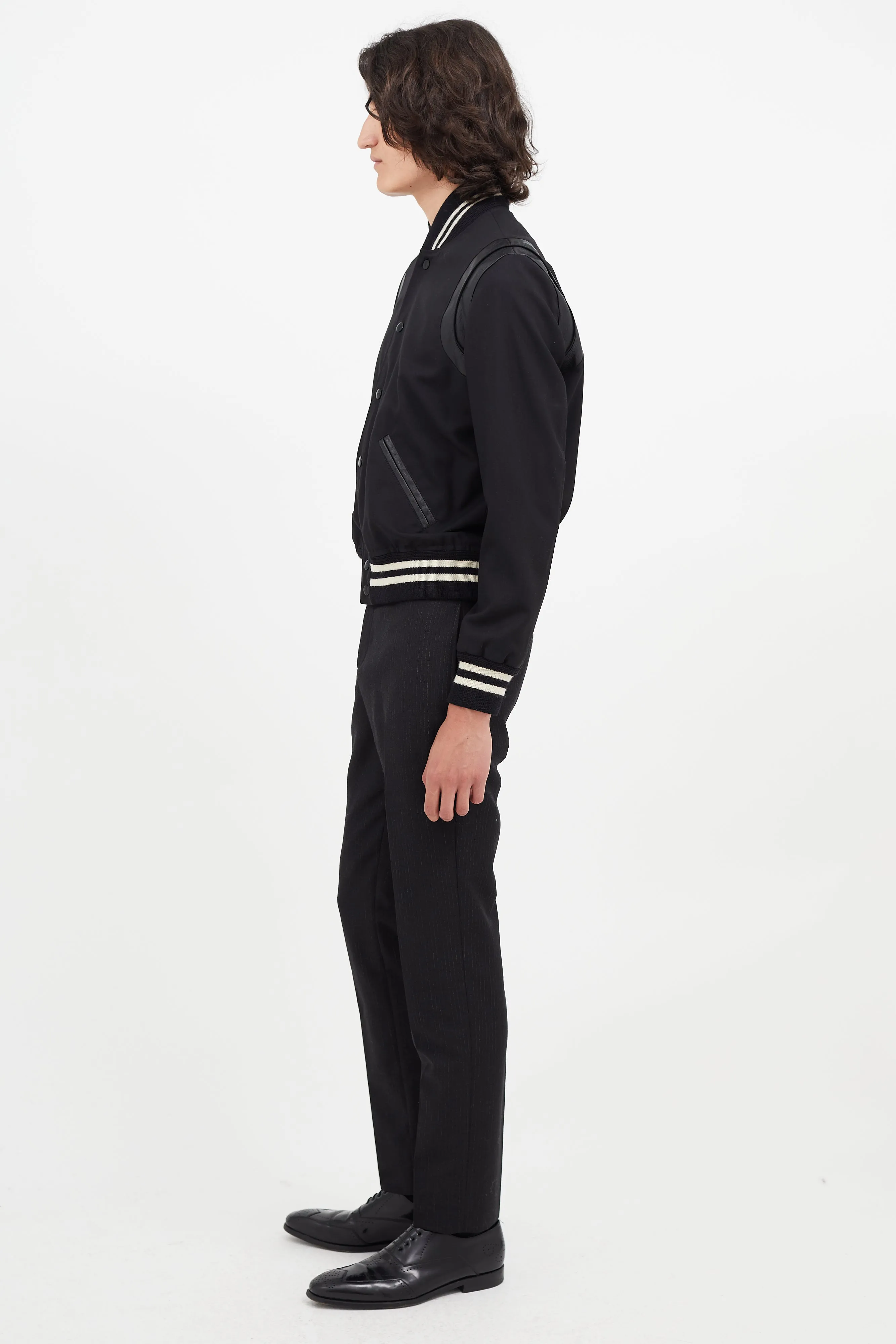 Black Lightweight Teddy Varsity Jacket