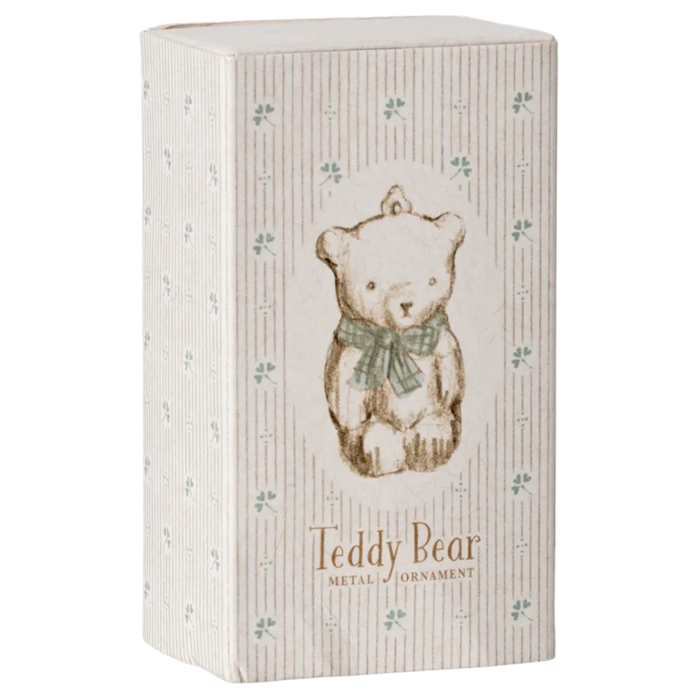 BLUE TEDDY BEAR METAL ORNAMENT BY MAILEG