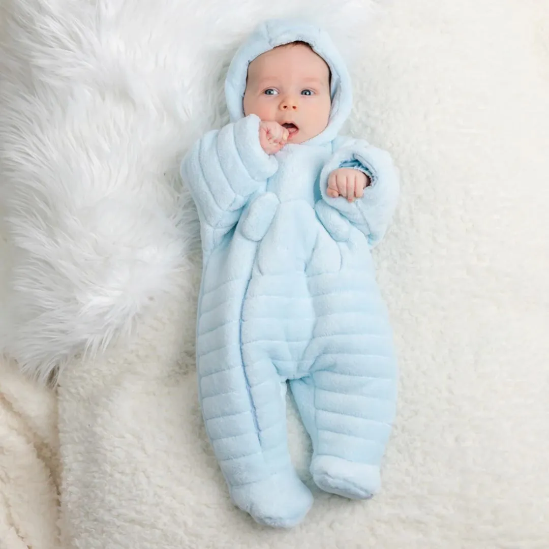 Blue Teddy Fleece Pramsuit