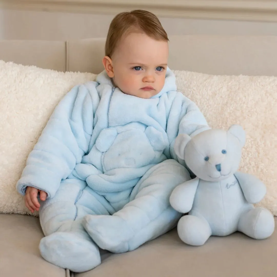 Blue Teddy Fleece Pramsuit