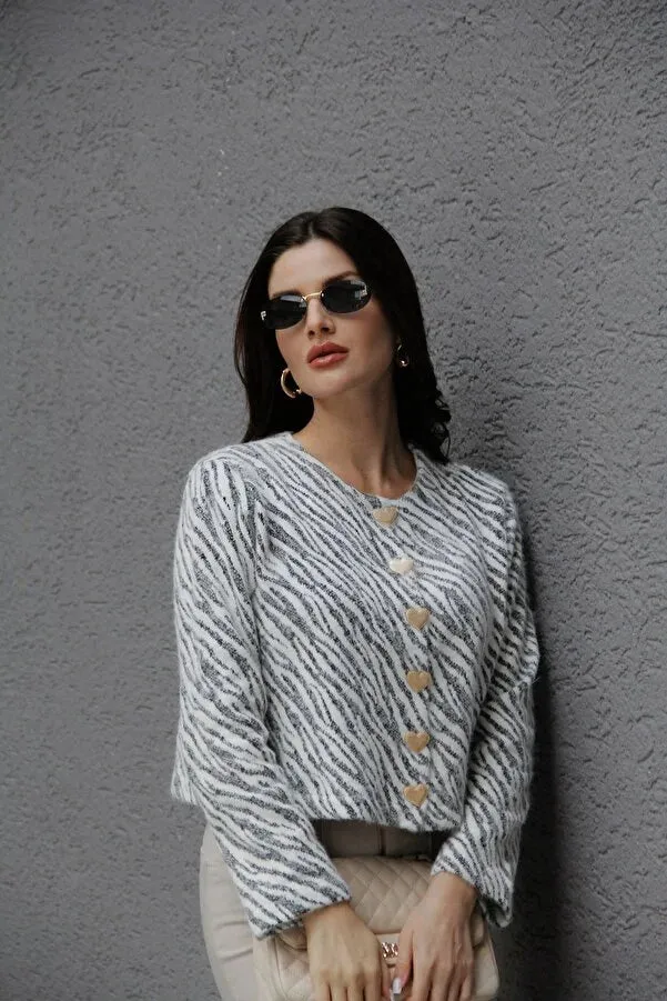 Bolesa Suadiye Women's Zebra Patterned Cardigan