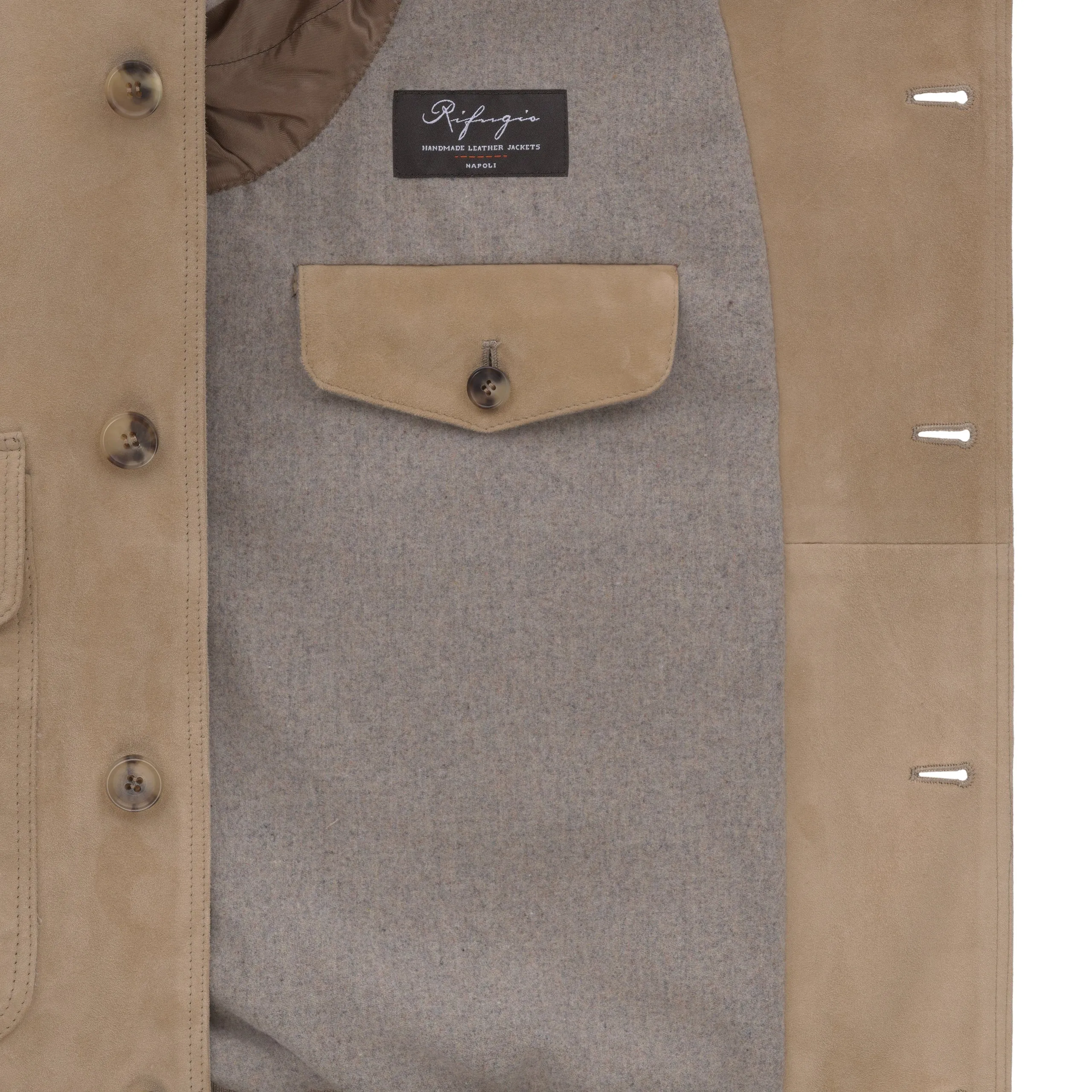 Button-Up Suede Bomber Jacket in Peanut Brown