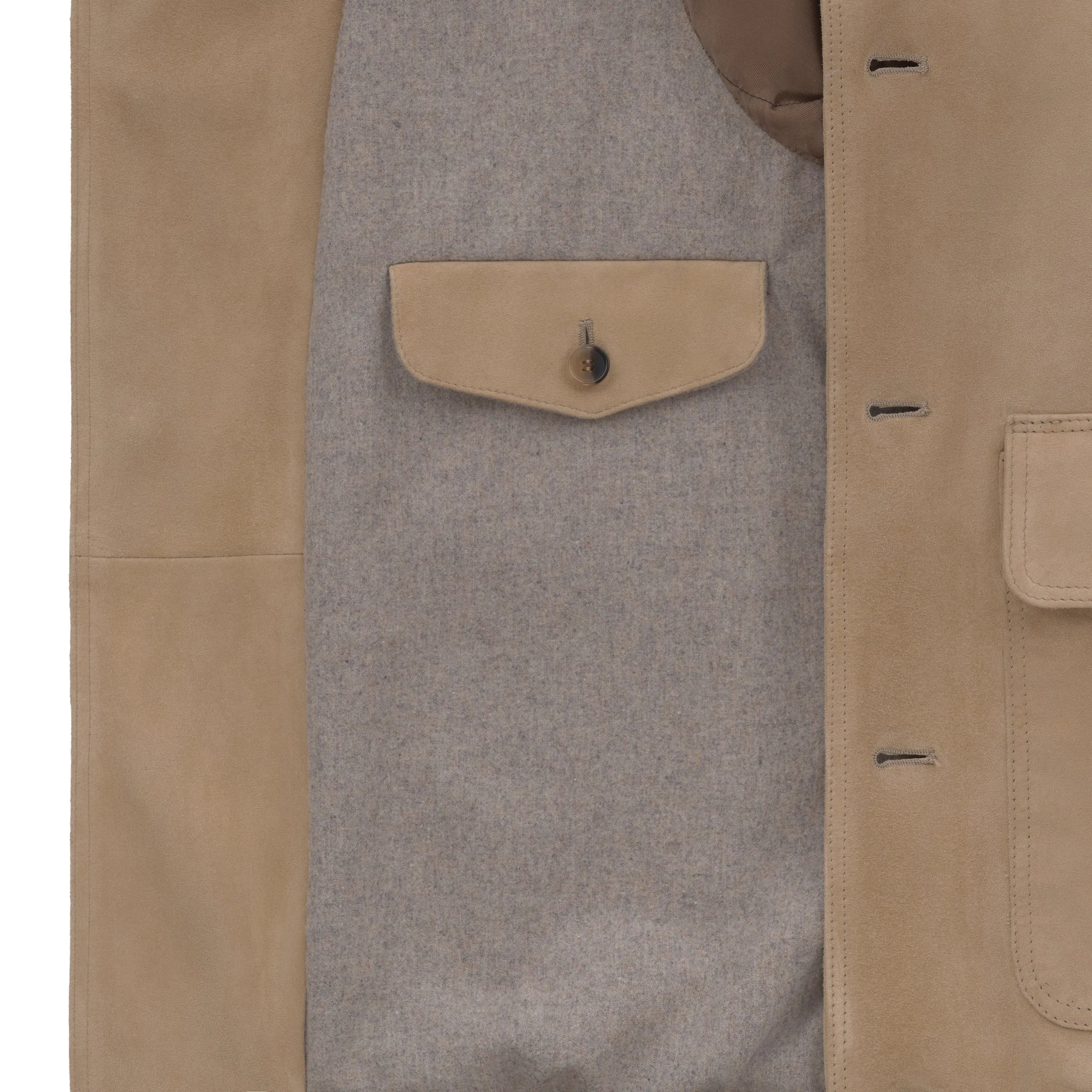 Button-Up Suede Bomber Jacket in Peanut Brown