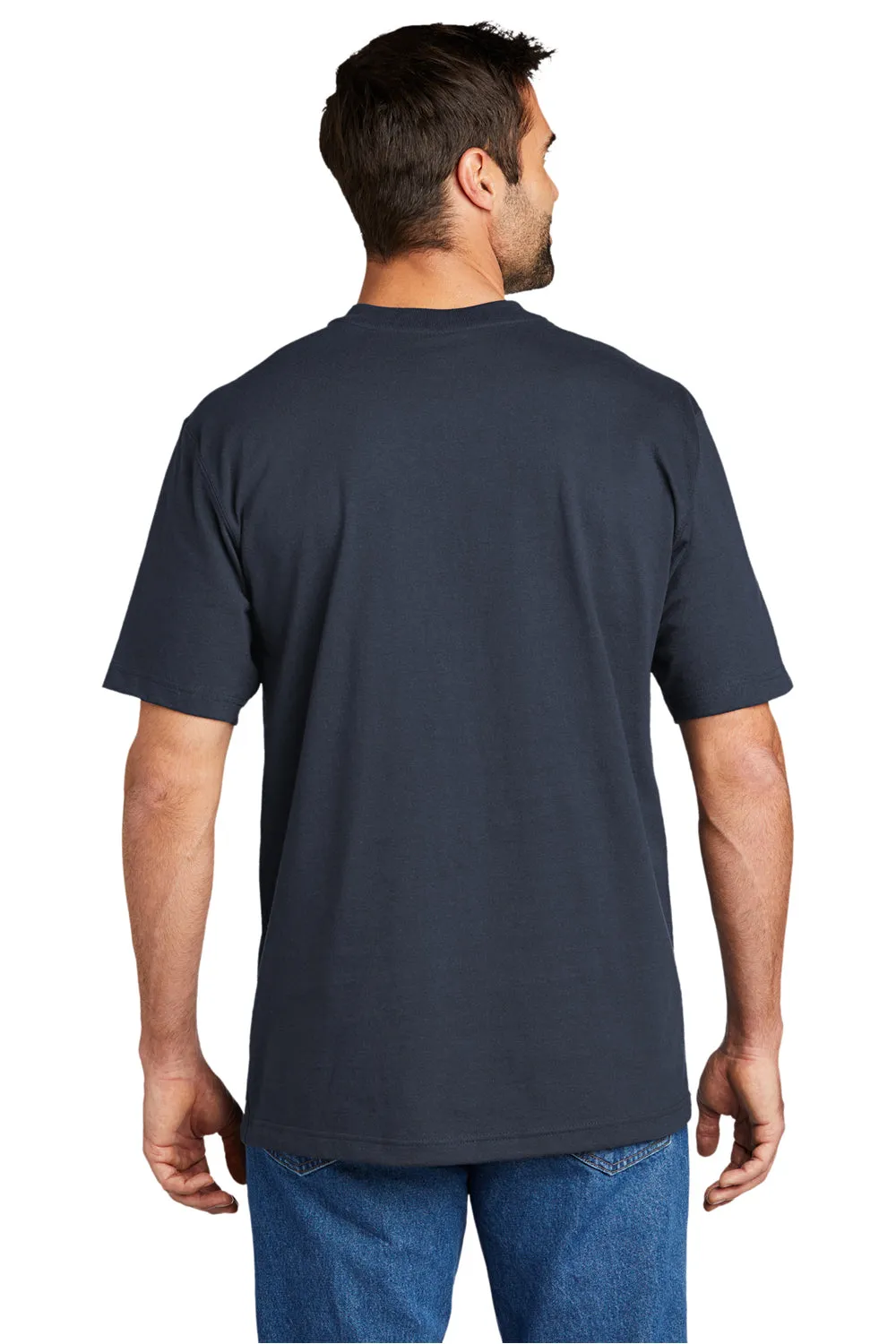 Carhartt Mens Short Sleeve Henley T-Shirt w/ Pocket - Navy Blue