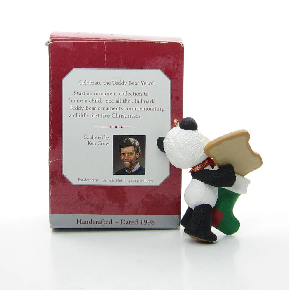 Child's Fourth Christmas 1998 Hallmark Panda Bear Christmas Ornament