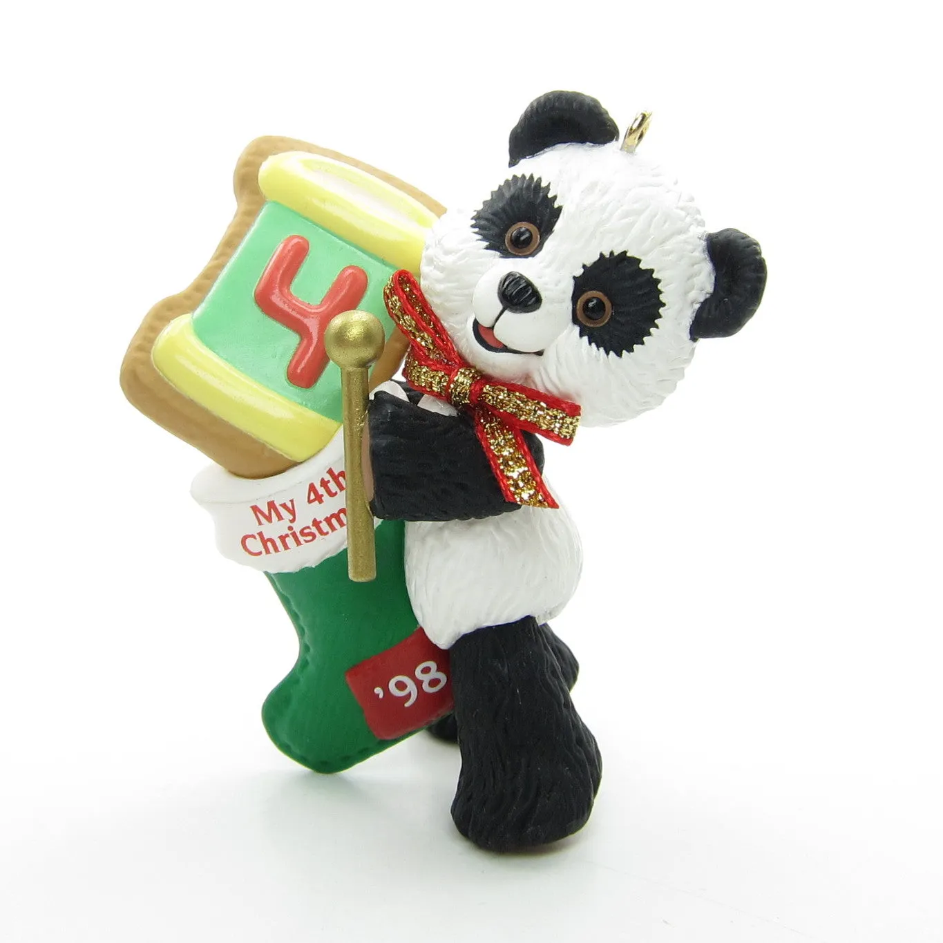 Child's Fourth Christmas 1998 Hallmark Panda Bear Christmas Ornament