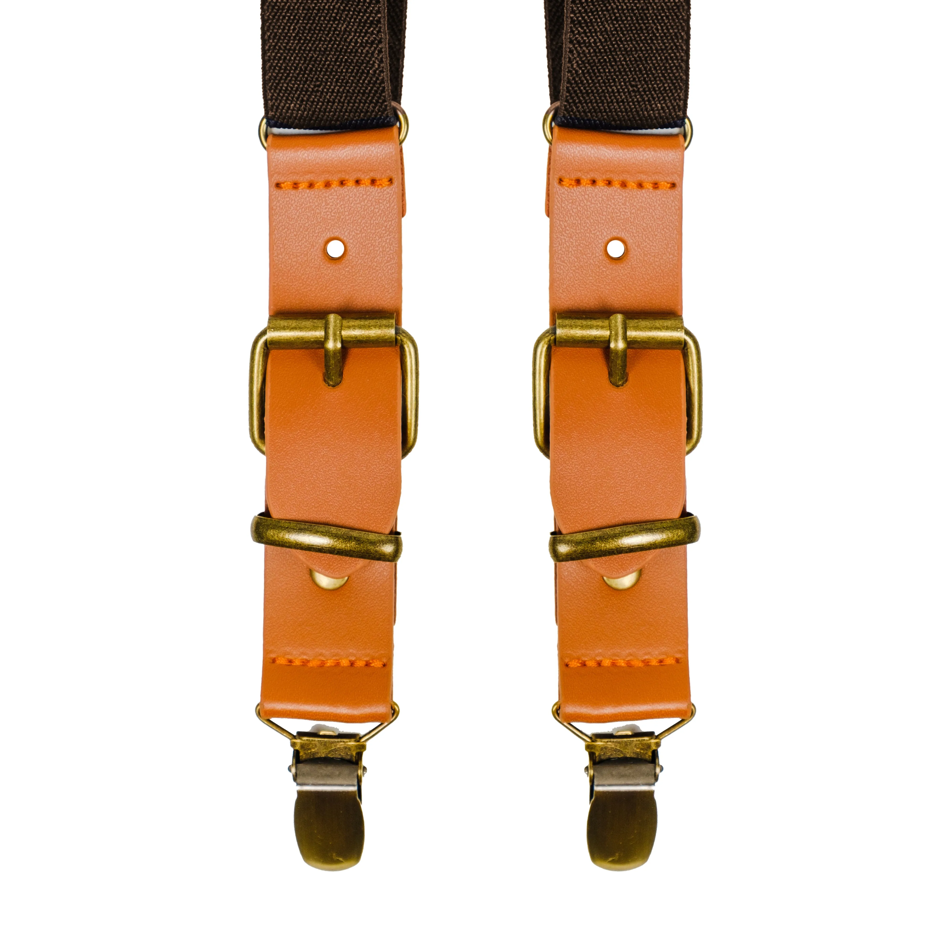 Chokore Y-shaped Suspenders with Leather detailing and adjustable Elastic Strap (Chocolate Brown)