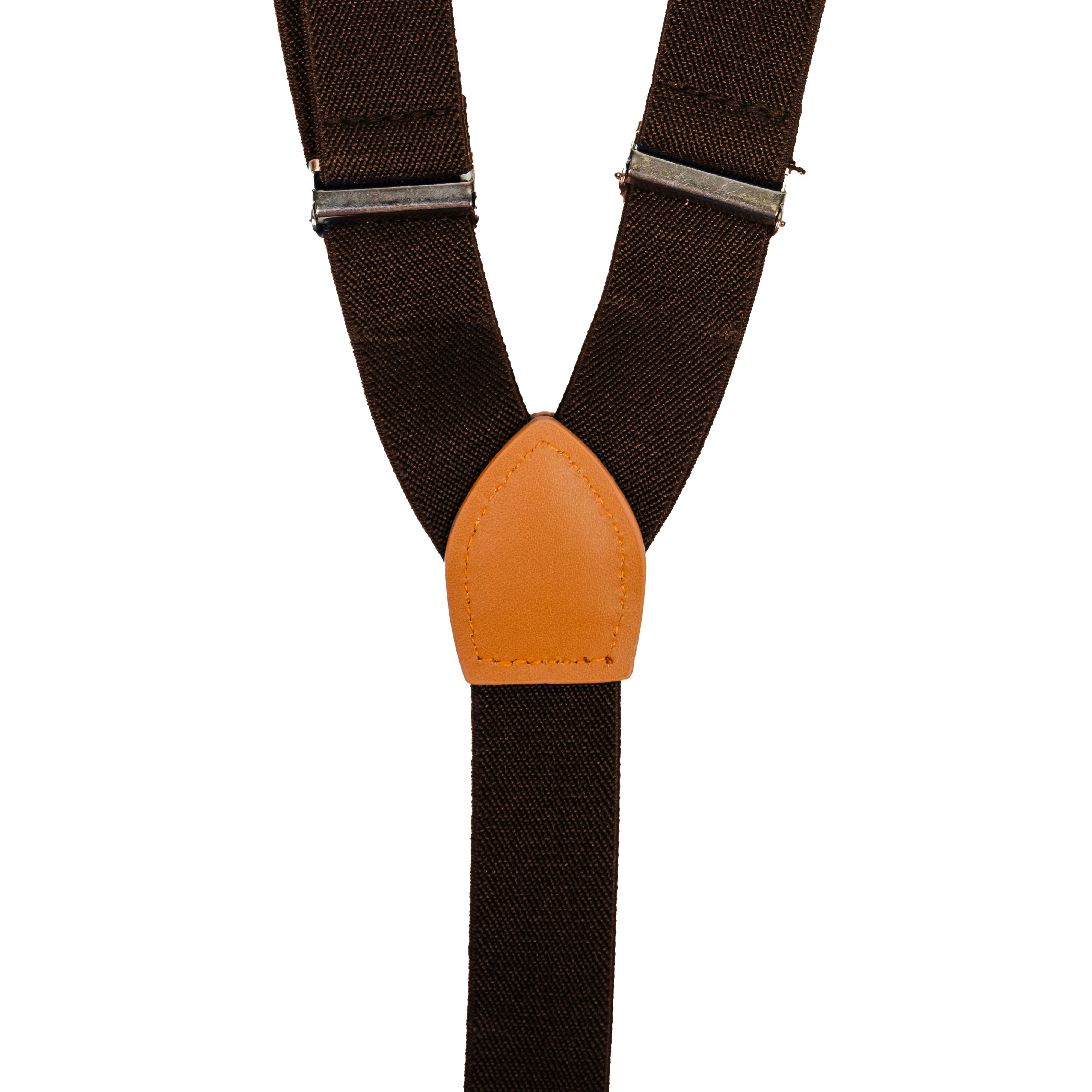 Chokore Y-shaped Suspenders with Leather detailing and adjustable Elastic Strap (Chocolate Brown)