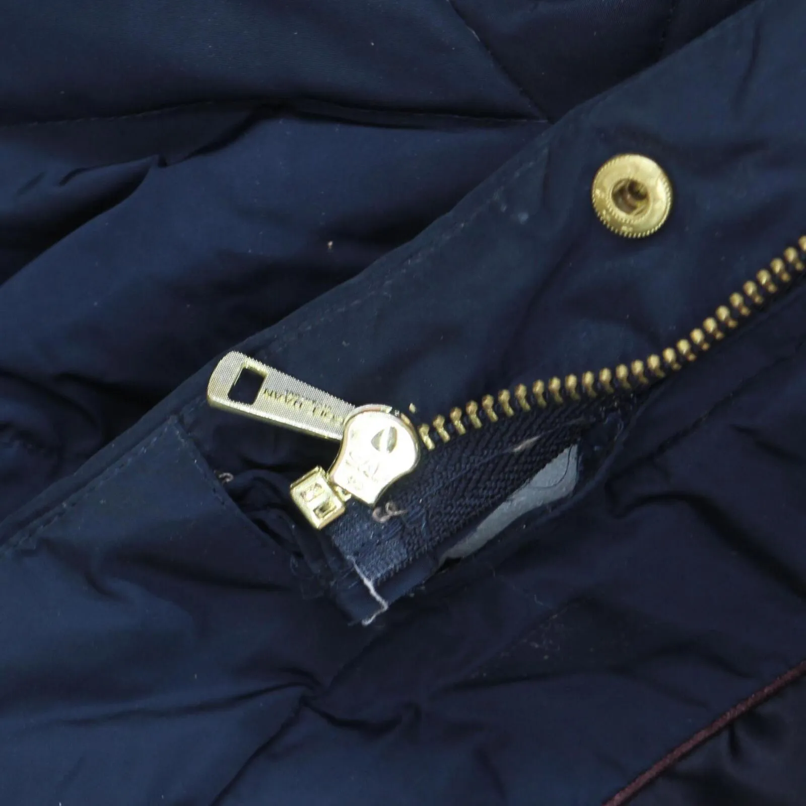 Cole Haan Women's Box-Quilt Down Puffer Coat 356SD700 Navy Blue M