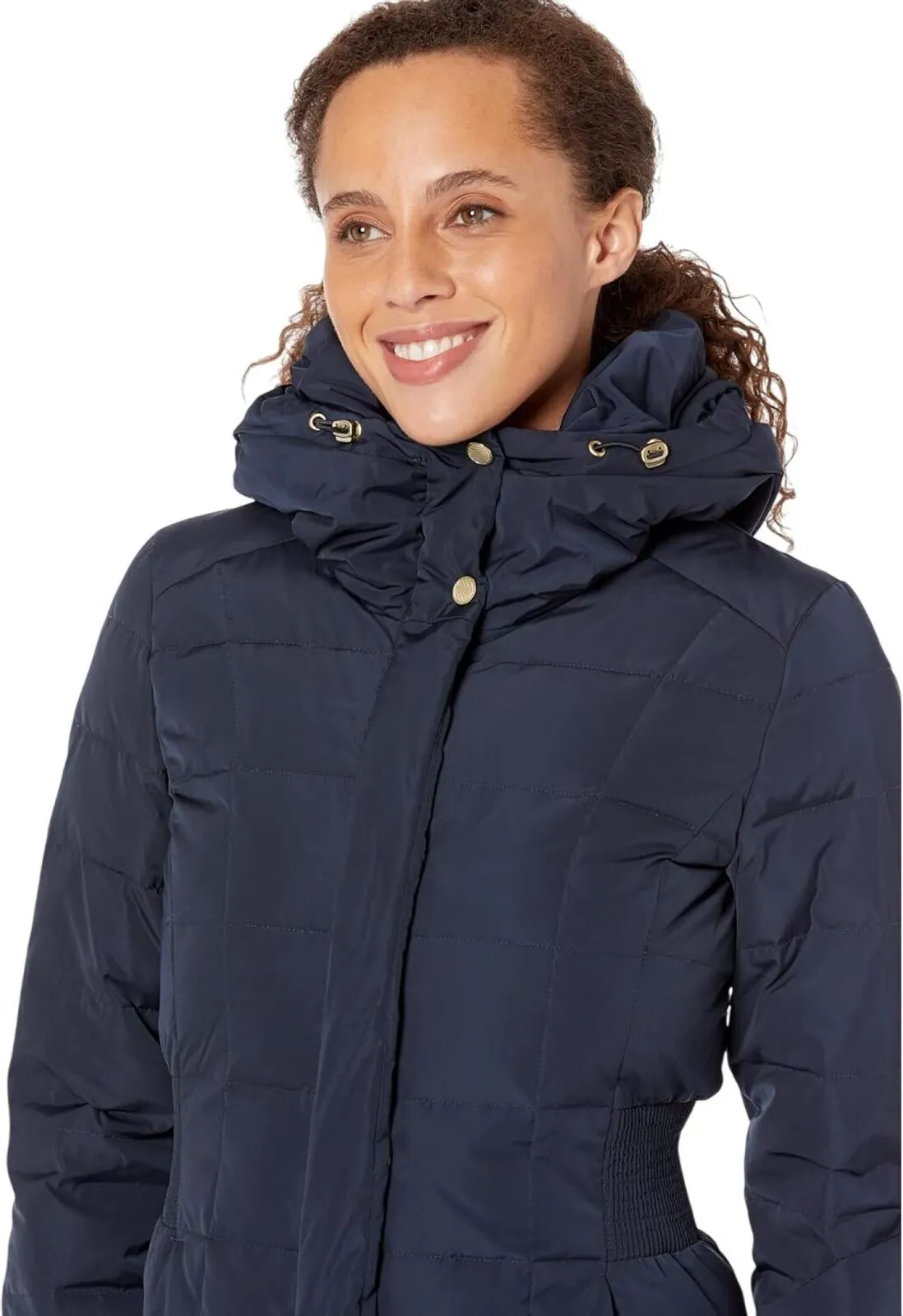 Cole Haan Women's Box-Quilt Down Puffer Coat 356SD700 Navy Blue M