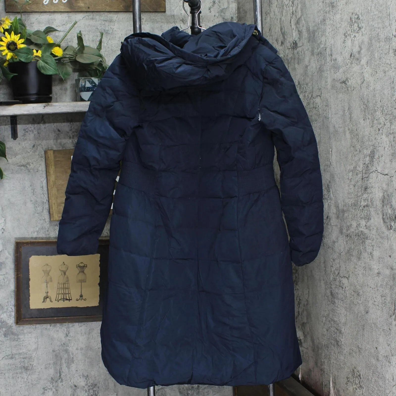 Cole Haan Women's Box-Quilt Down Puffer Coat 356SD700 Navy Blue M