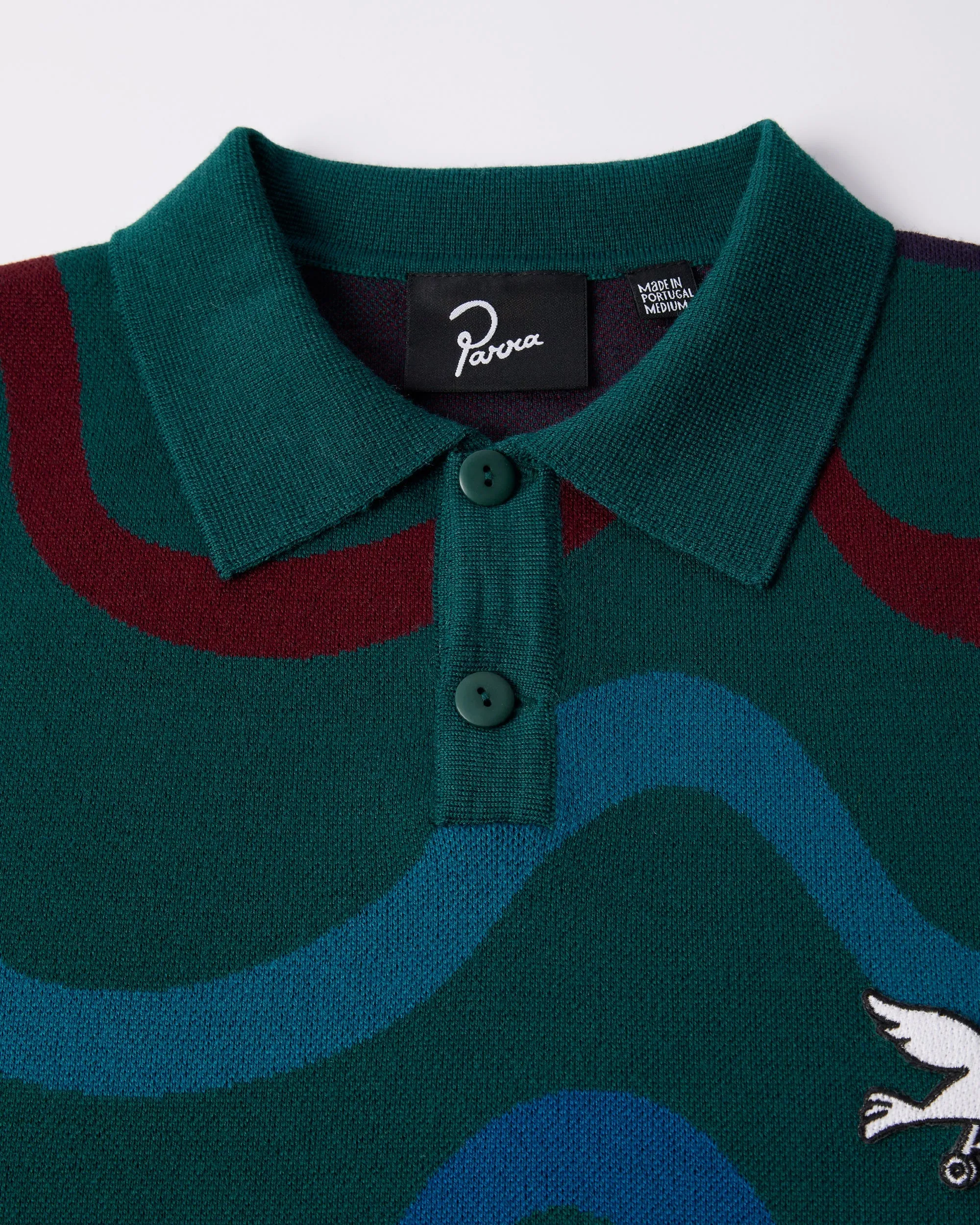 Colored soundwave knitted polo pullover