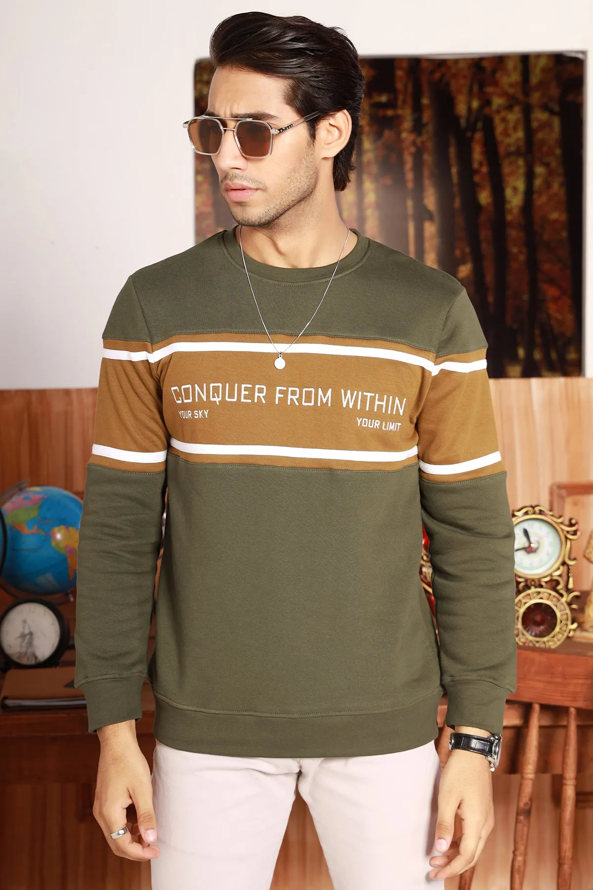 Conquer Khaki Green Sweatshirt - W22 - MSW036R