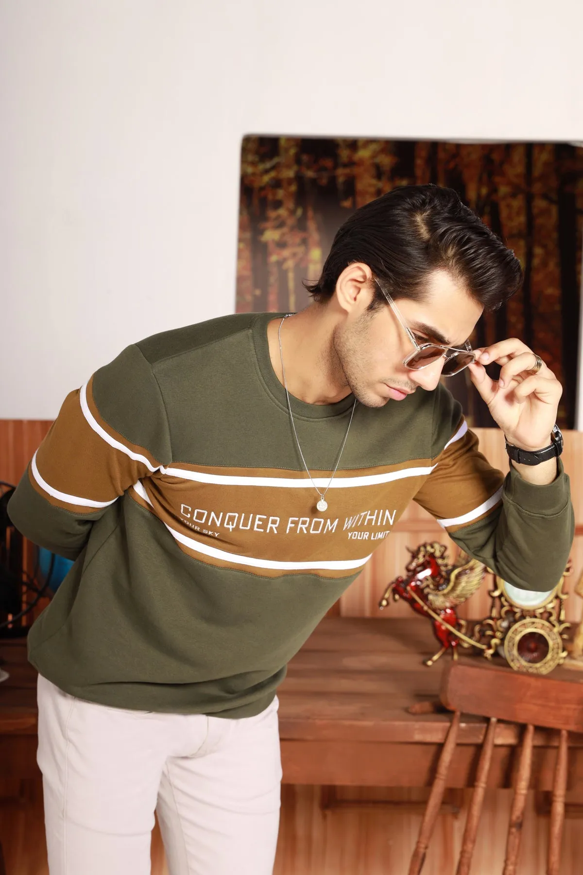 Conquer Khaki Green Sweatshirt - W22 - MSW036R