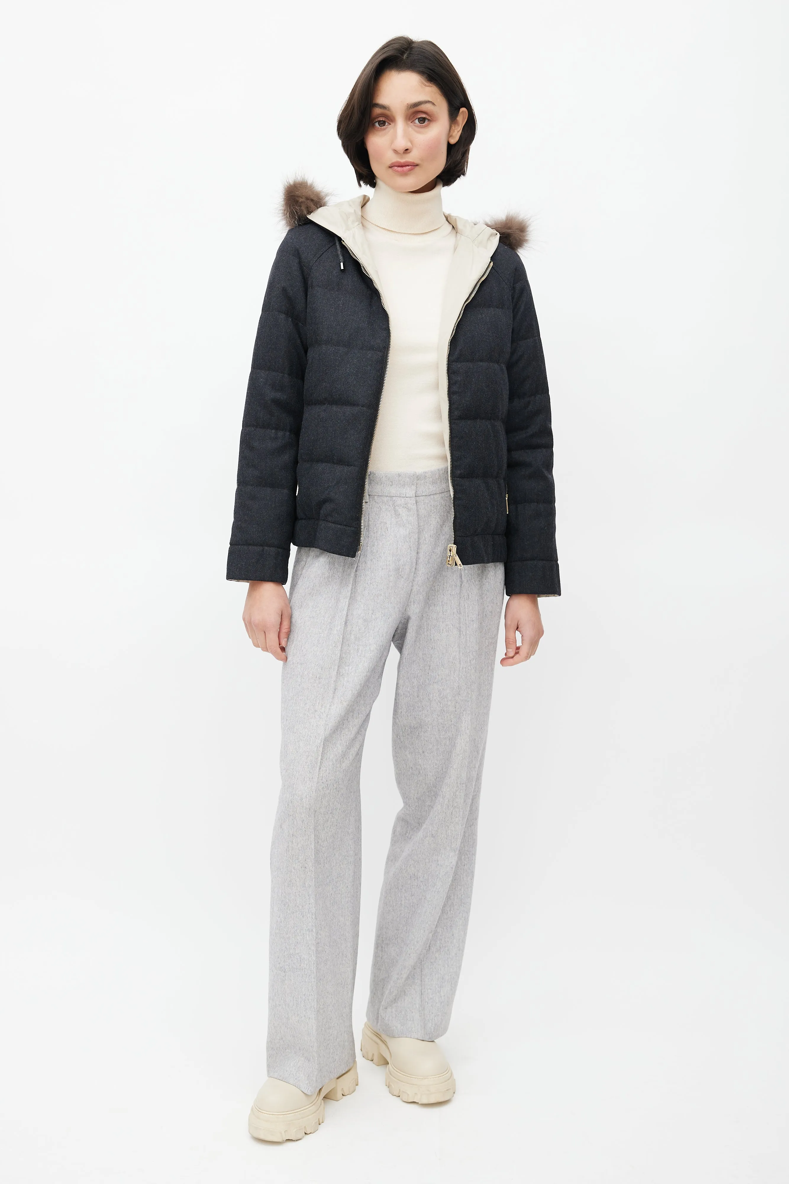 Dark Grey & Beige Reversible Jacket