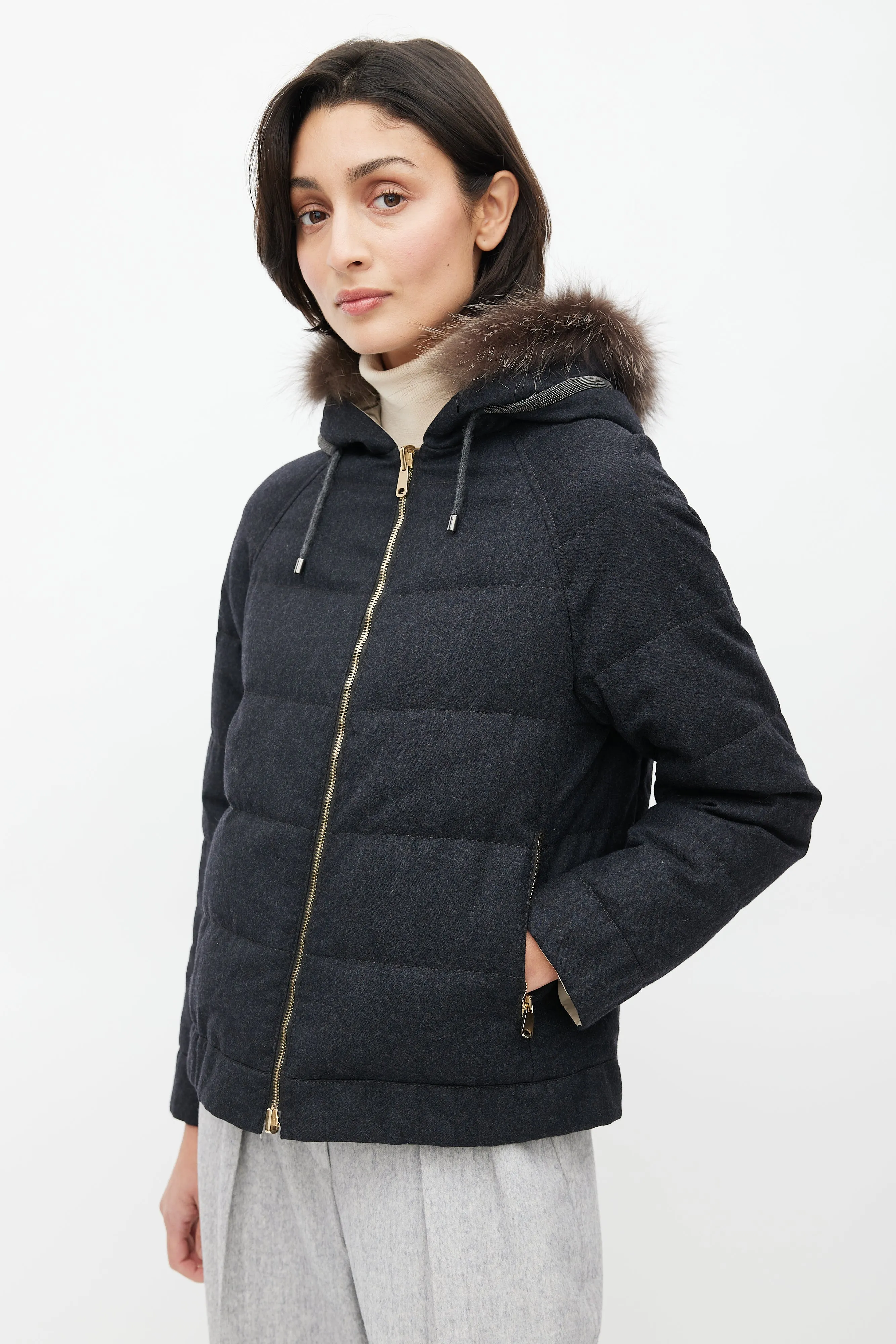 Dark Grey & Beige Reversible Jacket
