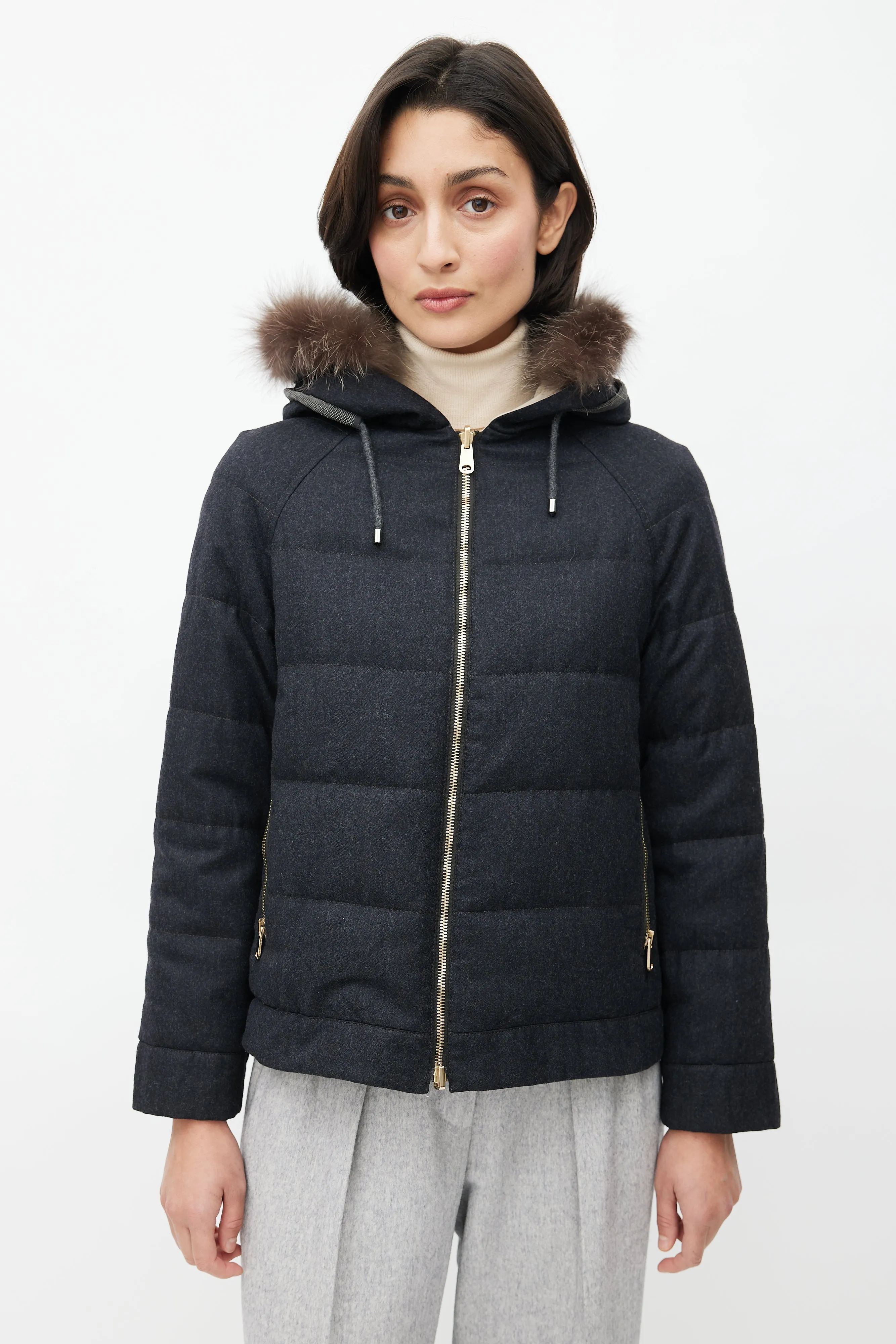 Dark Grey & Beige Reversible Jacket