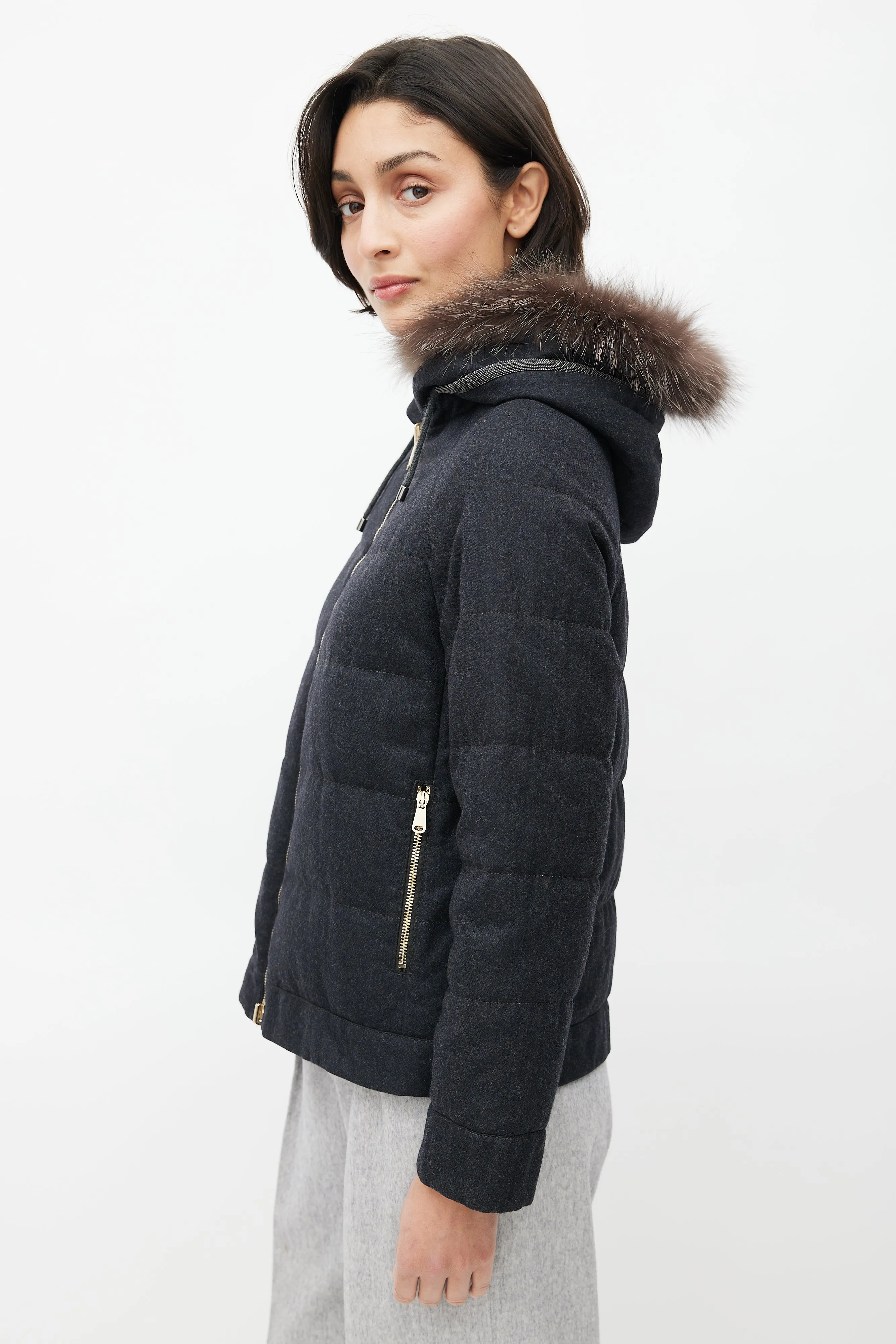 Dark Grey & Beige Reversible Jacket