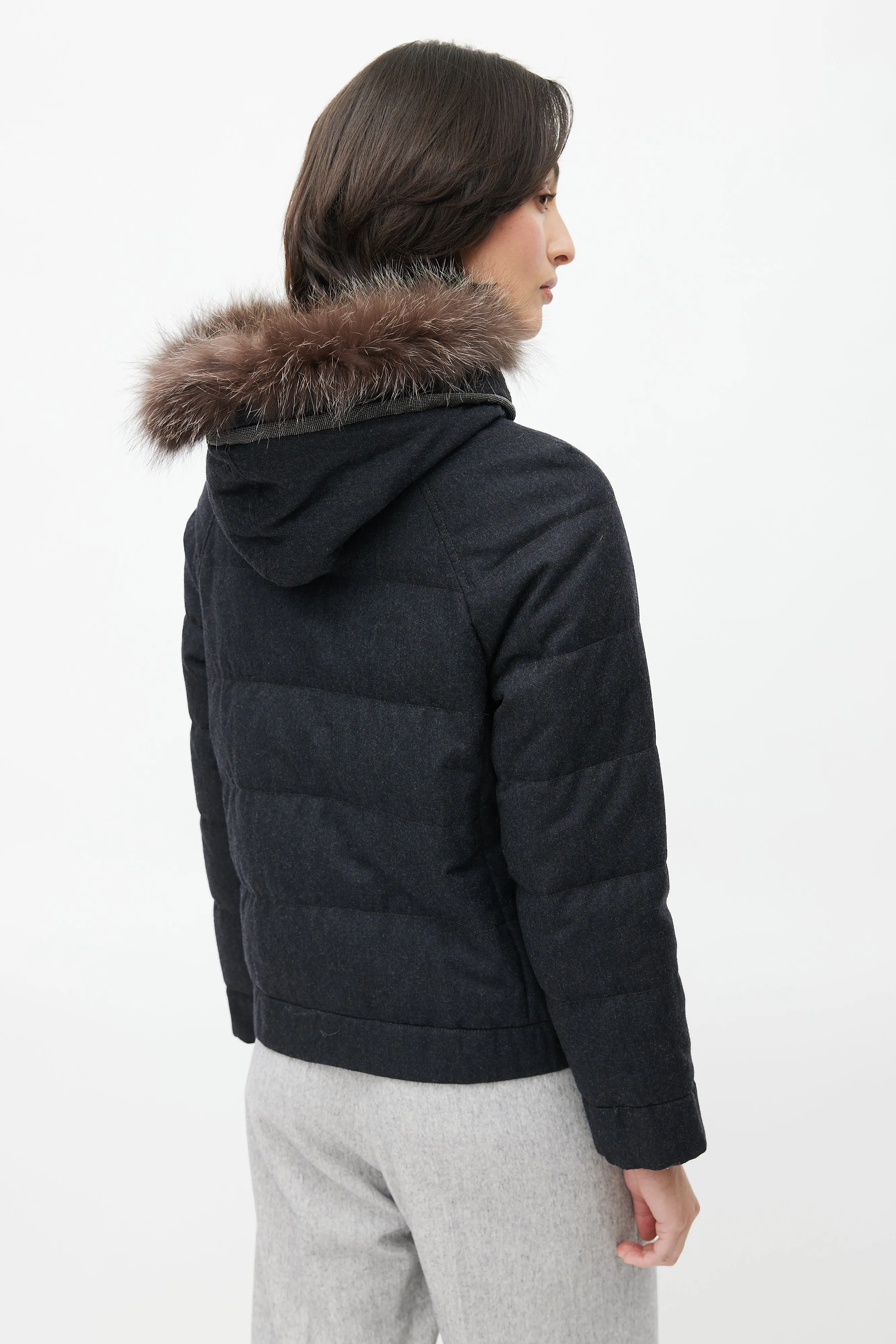 Dark Grey & Beige Reversible Jacket