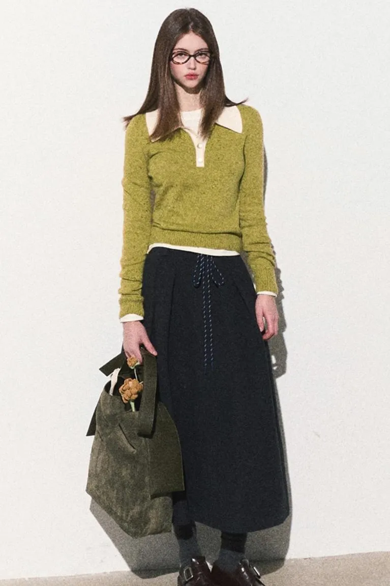 Dots Wool Knit Polo Sweater