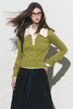 Dots Wool Knit Polo Sweater