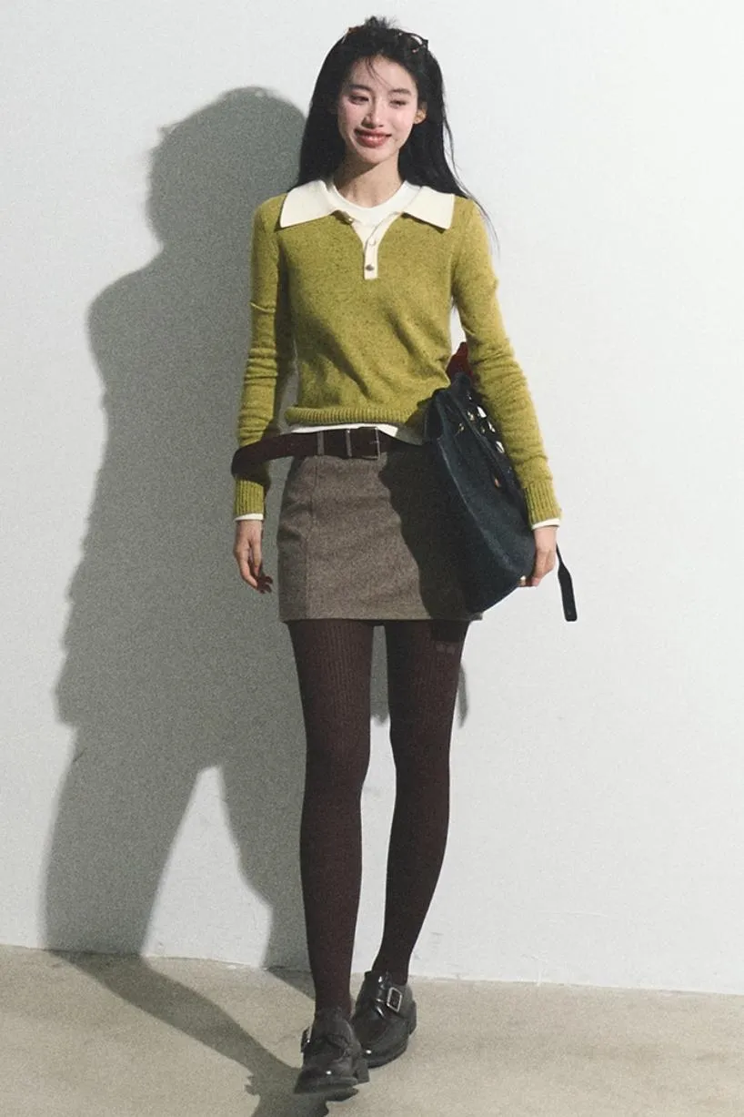 Dots Wool Knit Polo Sweater