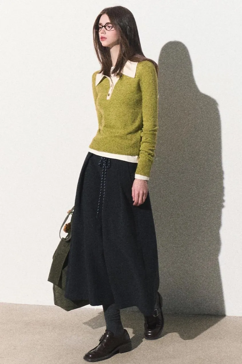 Dots Wool Knit Polo Sweater