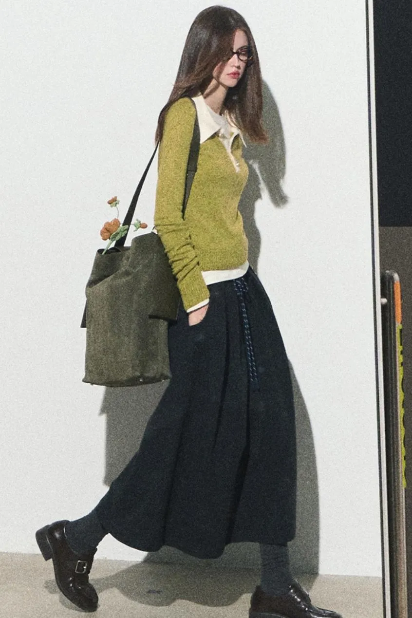 Dots Wool Knit Polo Sweater