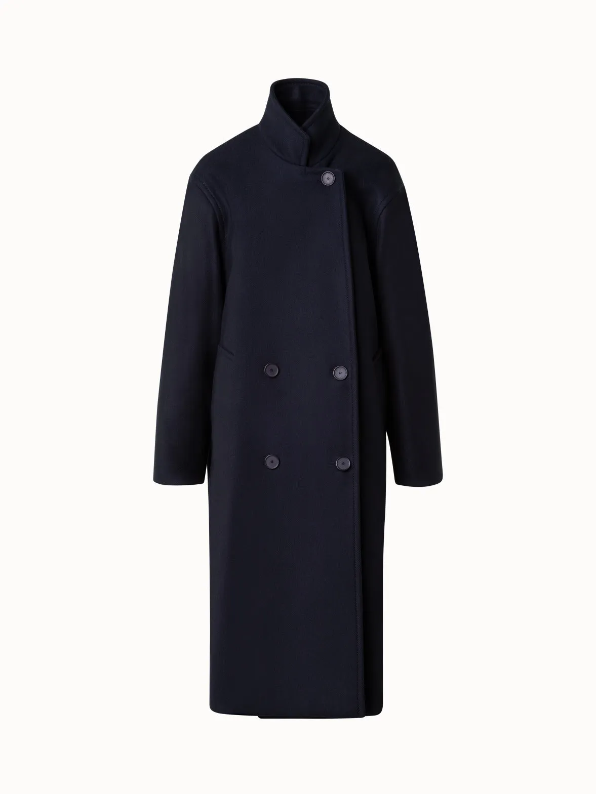 Double-Breasted Long Coat in Wool Felt
