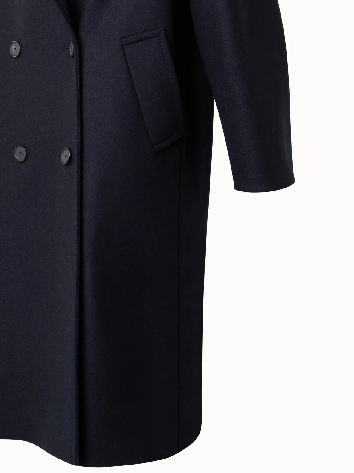 Double-Breasted Long Coat in Wool Felt
